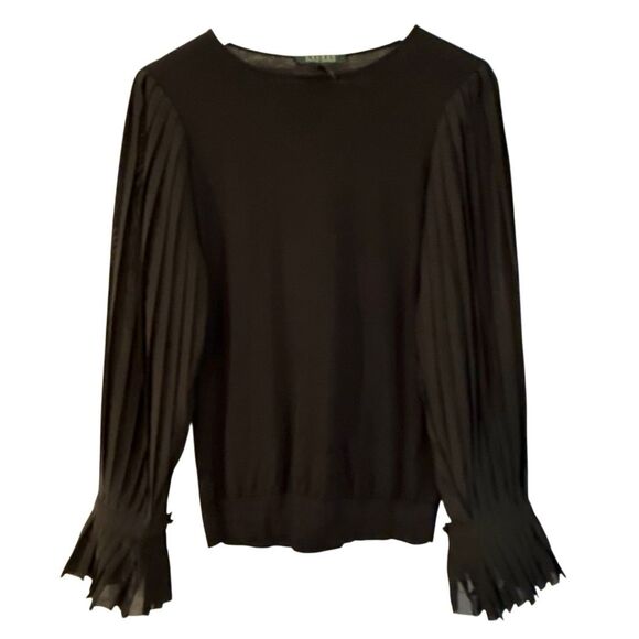 Lauren Ralph Lauren black elegant georgette sleeve sweater top small - Picture 1 of 9